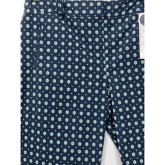 New Charter Club Tummy Slimming Leg Ankle Pants Blue Polka Dot AOP 10 Office - Picture 2 of 11